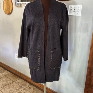 Zara Dark Gray Cardigan with Chain Details Size S